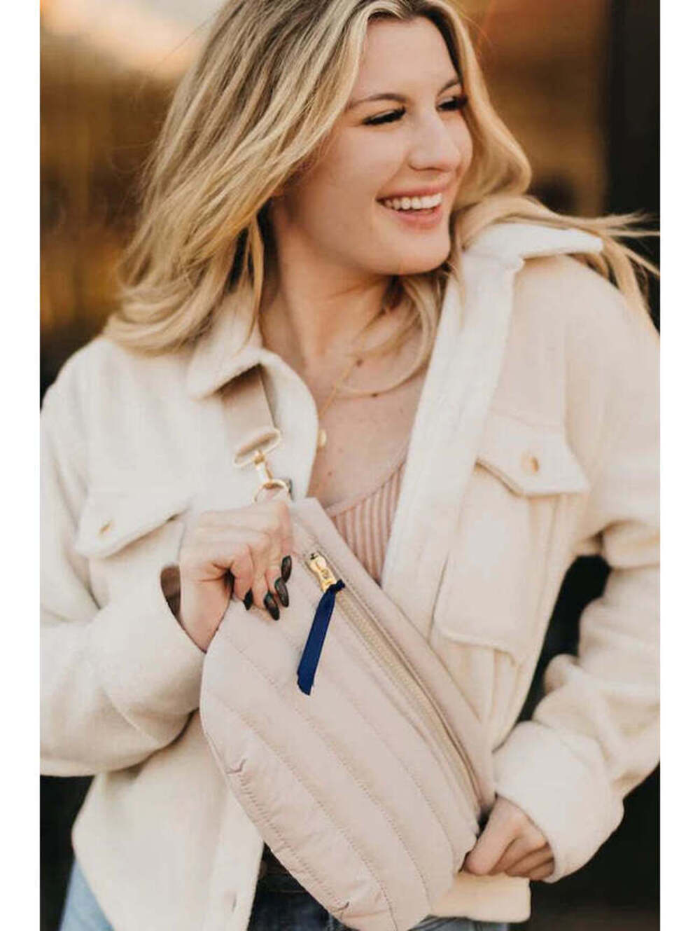 Pretty Simple Jolie Puffer Belt Bag Sand Crossbody Sling Bag